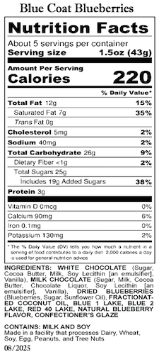 Blue Coat Blueberries 8oz Nutrition and Ingredients
